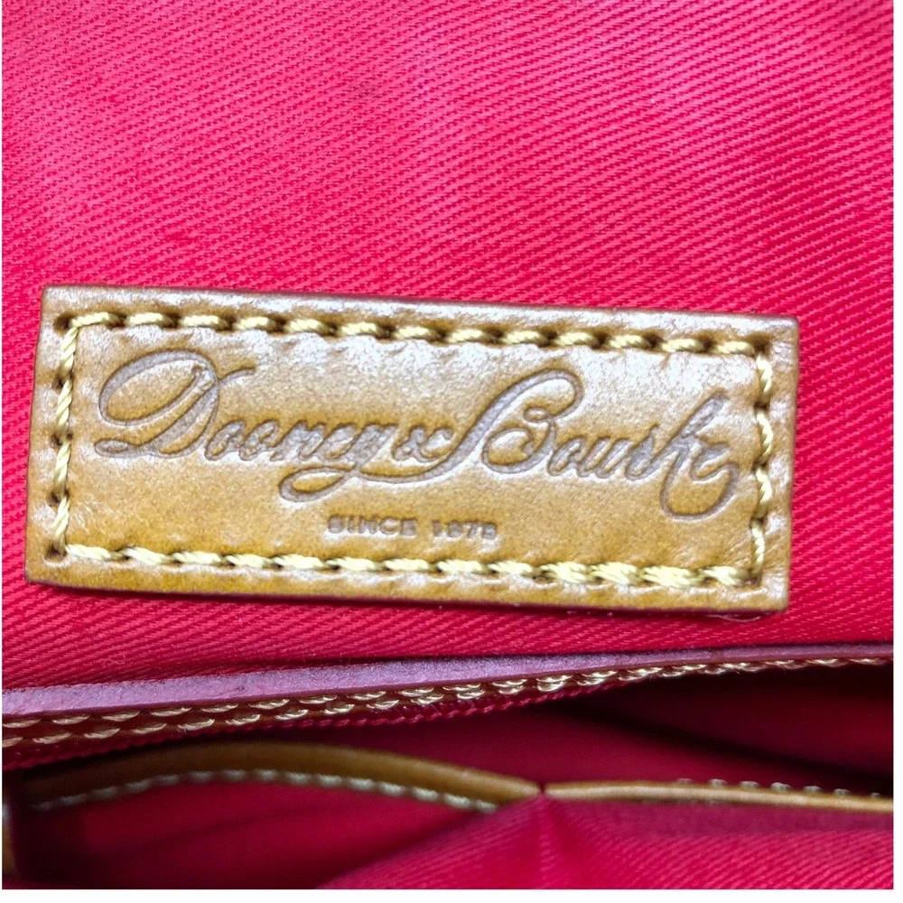 Dooney & Bourke Gretta Monogram Satchel Florentine Vacchetta Leather Brown Bag